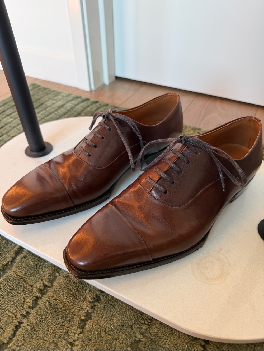 Men's Japanese Brown Leather Cap-Toe Oxfords from Perfetto